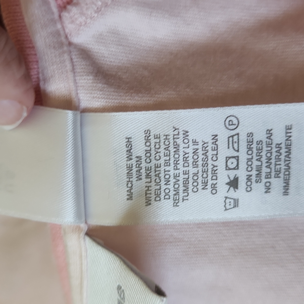 Liz Claiborne Sz L Drk Pink At Shoulders,Light Pink Body Wcascade Flowers - Picture 6 of 10